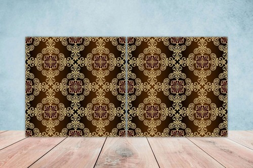 Brown and gold tiles flower - and,