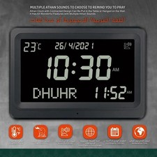 NEW Automatic Worldwide Islamic Azan Athan Prayer Reminder Clock Wall Black