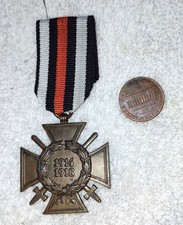 World War 1 German War Service w/swords Medal with Replacement Ribbon. (G1).