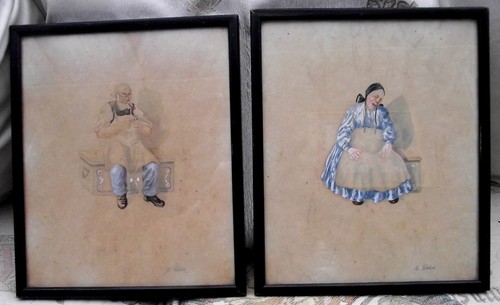 Old couple watercolours h - watercolours,