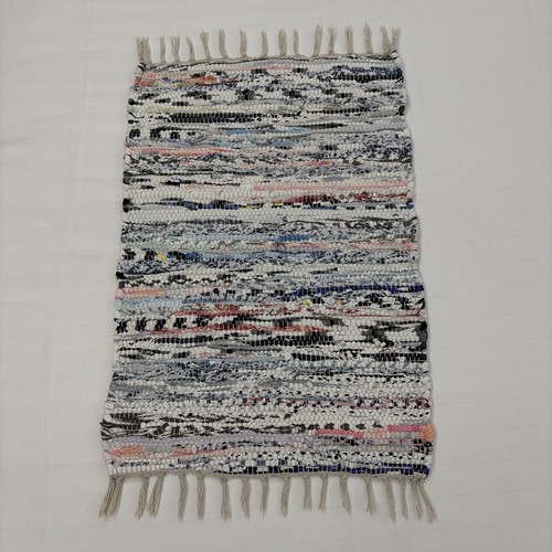 Vintage rag rug striped multi - striped,