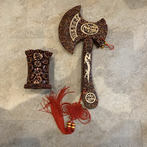 Chinese dragon lacquerware axe - chinese,