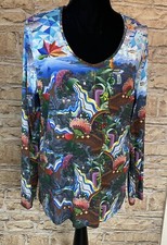Aventures Des Toiles Tunic Size 46 Chest 44”  Stretchy Multicolour Mountains Sea
