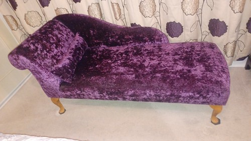 Purple crushed velvet chaise - crushed,