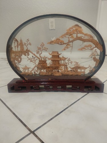 Vintage chinese cork diorama - chinese,