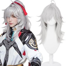 Amine Game Honkai: Star Rail Cosplay Jing Yuan Wig White Long Ponytail Hair Wigs