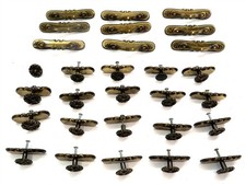 28 Vintage AMEROCK Cabinet Drawer Pull Handles and Knobs in Antique Brass 