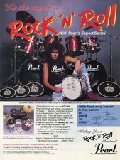 1986 Print Ad of Pearl Export Series Drum Kit w Tommy Lee Motley Crue Christmas