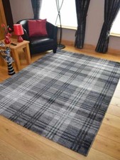 Grey Black Tartan Rug Runner