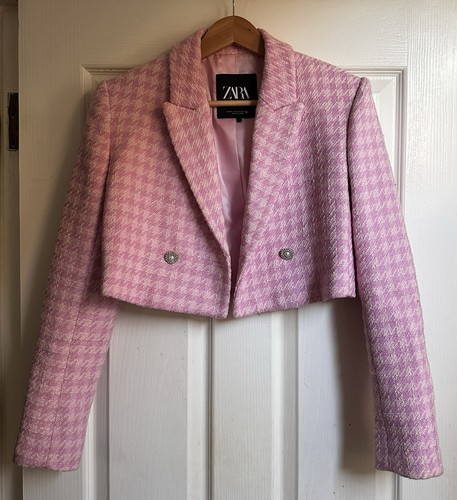 Zara pink houndstooth - pink, tweed