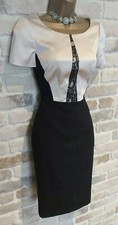 KAREN MILLEN Black/Champagne Satin/Lace SUMMER Party Dress 10