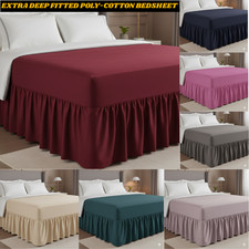 Extra Deep Fitted Valance Sheet Bed Sheets Single Double King Super King Size