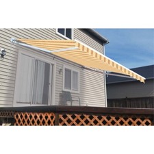 ALEKO Retractable Motorized Garden Patio Awning 13 x 10 ft Multistripe Yellow