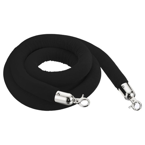 Black velvet stanchion - black, rope