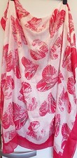 Lola Rose Feather Heart Print Viscose Soft Scarf Pink & White NEW 