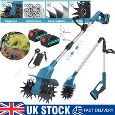 21V Cordless Cultivator Rotavator Tiller Garden Allotment Veg Patch Soil Battery