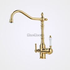 Kitchen Sink Swivel Faucet Dual Handles 3 Way Rotating Direct Drinking Water Tap
