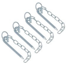 4pk Round Cotter Pin & Chain 10mm by 135mm Trailer Tipper Tailgate Tailboard