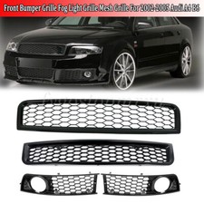 4x For Audi A4 B6 Honeycomb Front Bumper Lower Grille+Fog Light Grill  2002-2005