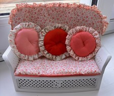 Vintage Hasbro Sindy Doll Luxury Settee with Cover + 3 cushions + tables