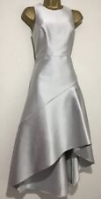 Stunning Coast CARA Silver Satin Hi Low Occasion Midi Dress Size 14 . 