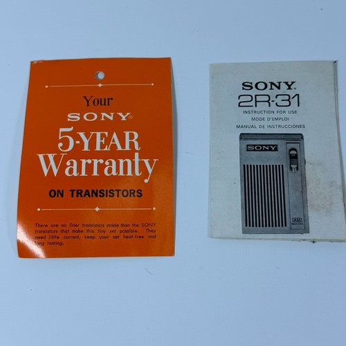 Vintage sony instruction - sony, 2r-31
