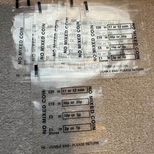 8 x PLASTIC COIN BAGS - MONEY