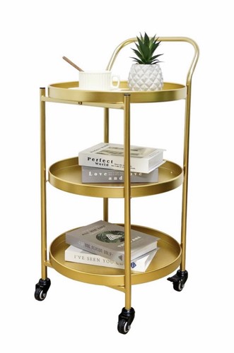 Rolling bar cart - 3-tier, metal