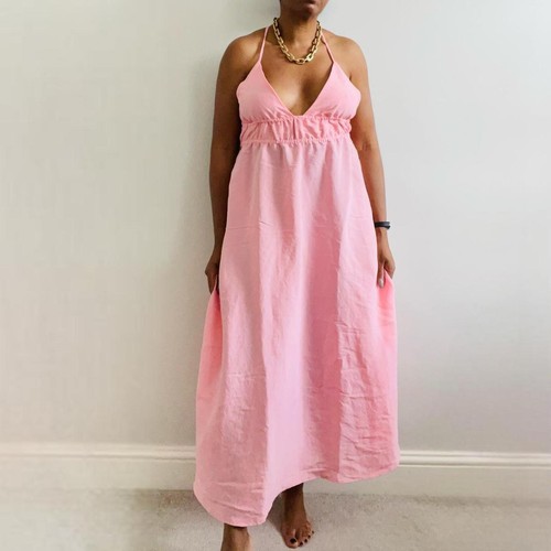 Zara pink flowing strappy midi - flowing,