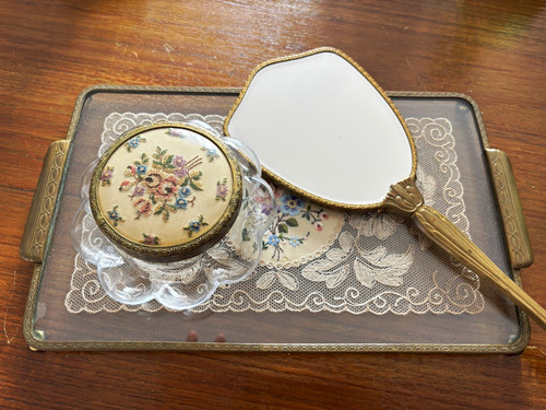 Brass floral embroidered - brass,