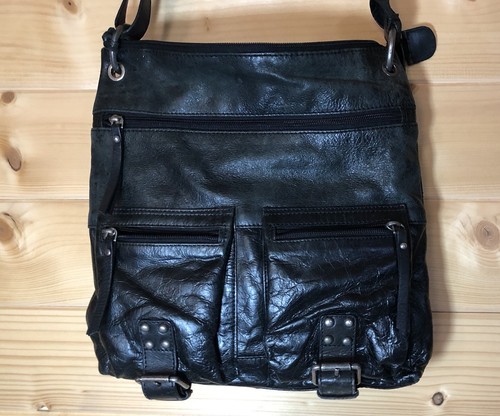 Y2k black leather shoulder - black,