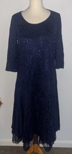 Lauren Vidal Paisley Navy Midi Layered Dress Large