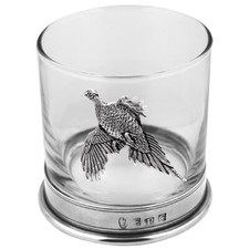 Whisky Glass Tumbler Pewter Pheasant Adornment [PHS104] Gift Boxed