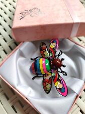 Large  Art Deco Style Bumble Bee Brooch Rainbow Enamel Comes Gift Boxed 880
