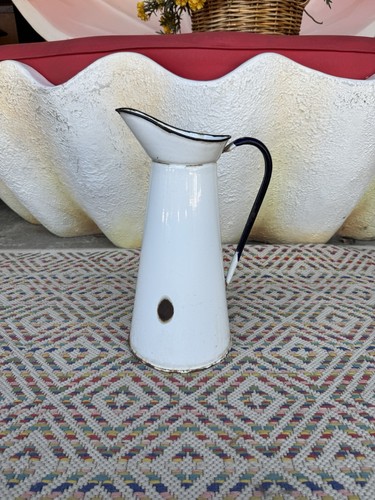 Vintage white enamel jug - vintage,