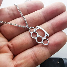 Brass Knuckles Duster Pendant Necklace