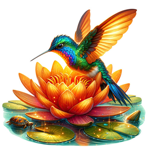 Fiery lotus hummingbird vinyl - fiery,