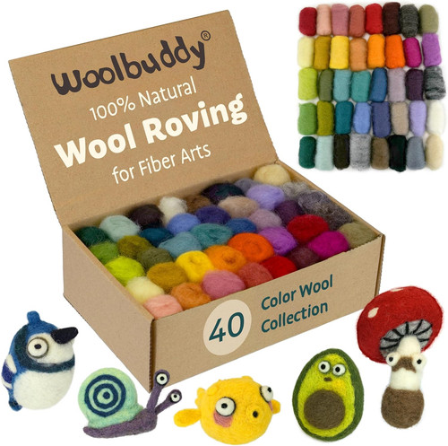 Needle felting kit - needle, corriedale