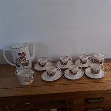 Wedgwood Susie Cooper Nasturtium coffee set for 6 sugar milk cups pot SET