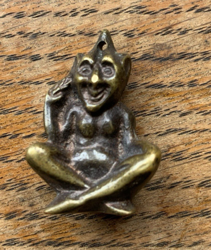 Antique brass pixie charm - brass, charm/