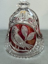 Vintage Hofbauer Byrdes Crystal Bell Ruby Red Bird Home Decor Kitsch Ornament 8"