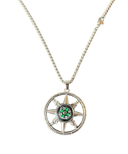 Compass necklace silver - compass,