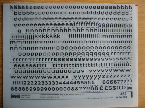 Sheet letraset lower num - 1/2, x