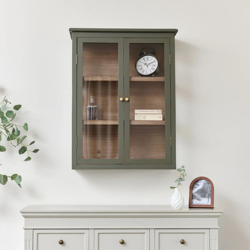 Khaki green and wood wall - green,