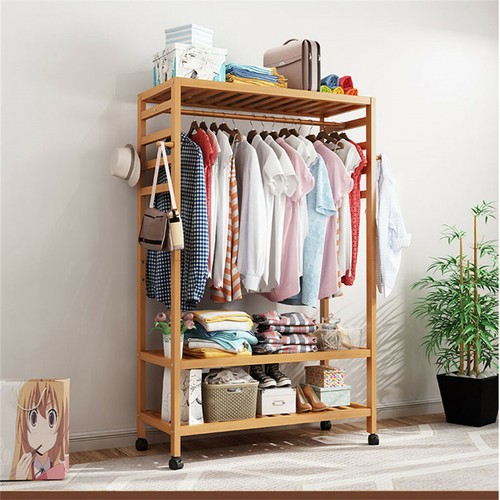 Wooden clothes rail bedroom - clothes,