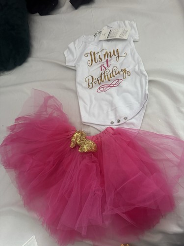 Girls 1st birthday outfit - outfit, pink