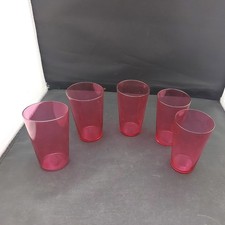 Vintage Cranberry Glass Tumblers x 5 (9cm.tall approx)