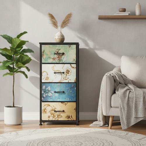 Retro floral drawer dresser - 4-drawer,
