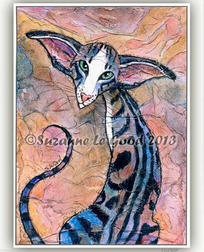 Oriental tabby cat print from - print,