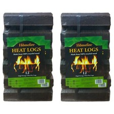 12 or 24 x Homefire High Energy Ultra Dry Heat Logs Eco Wood Open Fire Log Fuel